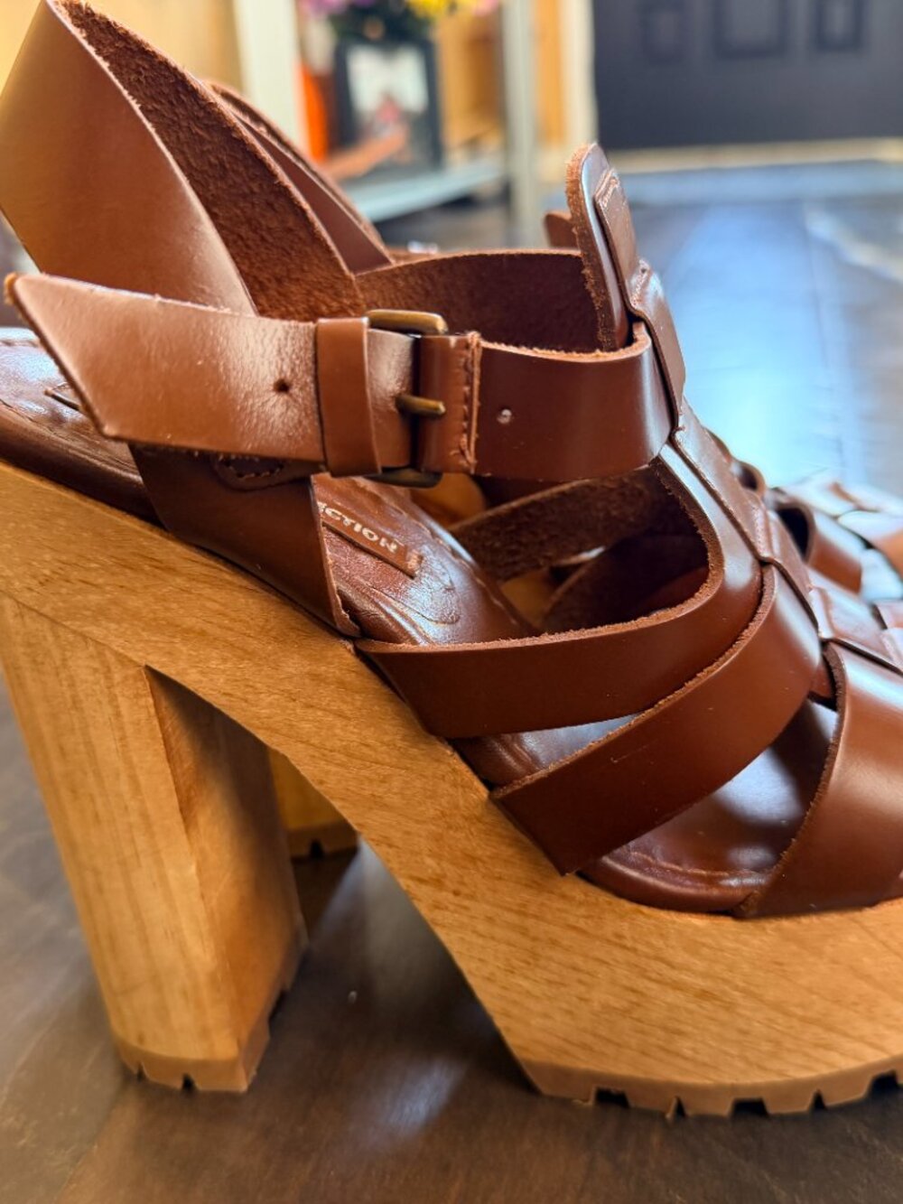 Women Zara Collection Brown Strapped Leather Sandals Size 8 - Picture 10 of 13